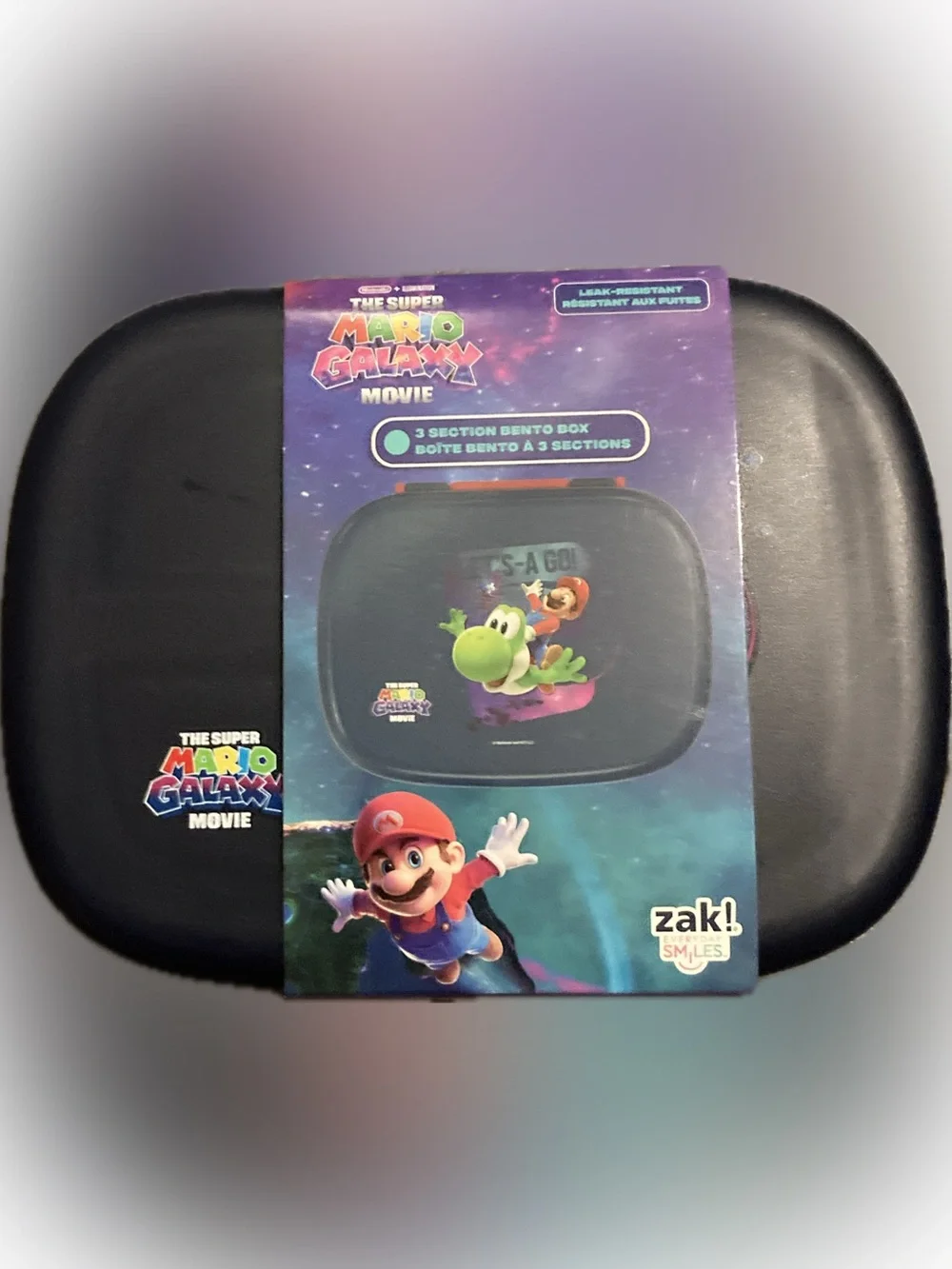 The Super Mario Galaxy Movie Black 3-Section Bento Box by Zak! Designs